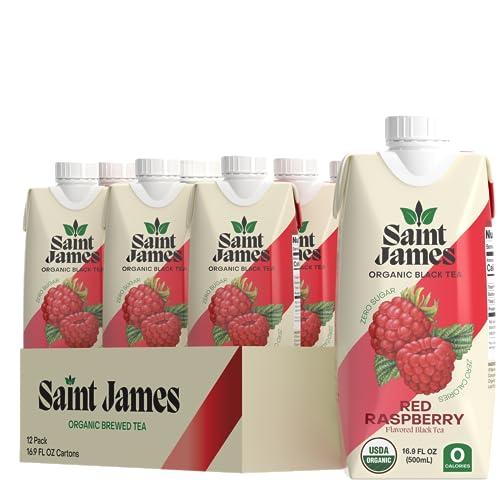 Saint James Saint James Iced Tea | Organic Black Tea | Organic, Non-GMO Black Tea, 12 Pack (16.9oz each) (Red Raspberry)