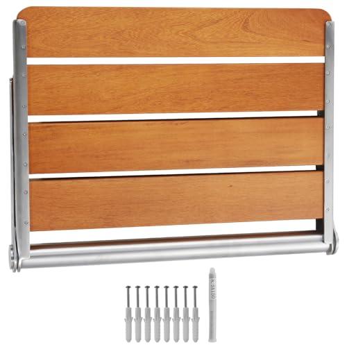 VEVOR VEVOR Folding Teak Shower Seat, 20.9 x 16'' Unfolded, Wall Mounted Fold Up Shower Bench with 500 lbs Load Capacity, Space Saving Home Care Fold Down Shower Chair, for Seniors Pregnant Women Children