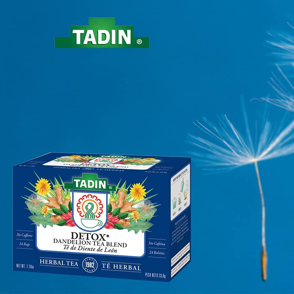 Tadin Herb and Tea Tadin Detox Dandelion Tea Blend. Caffeine Free. 24 Tea Bags. 1.19 oz. Pack of 6