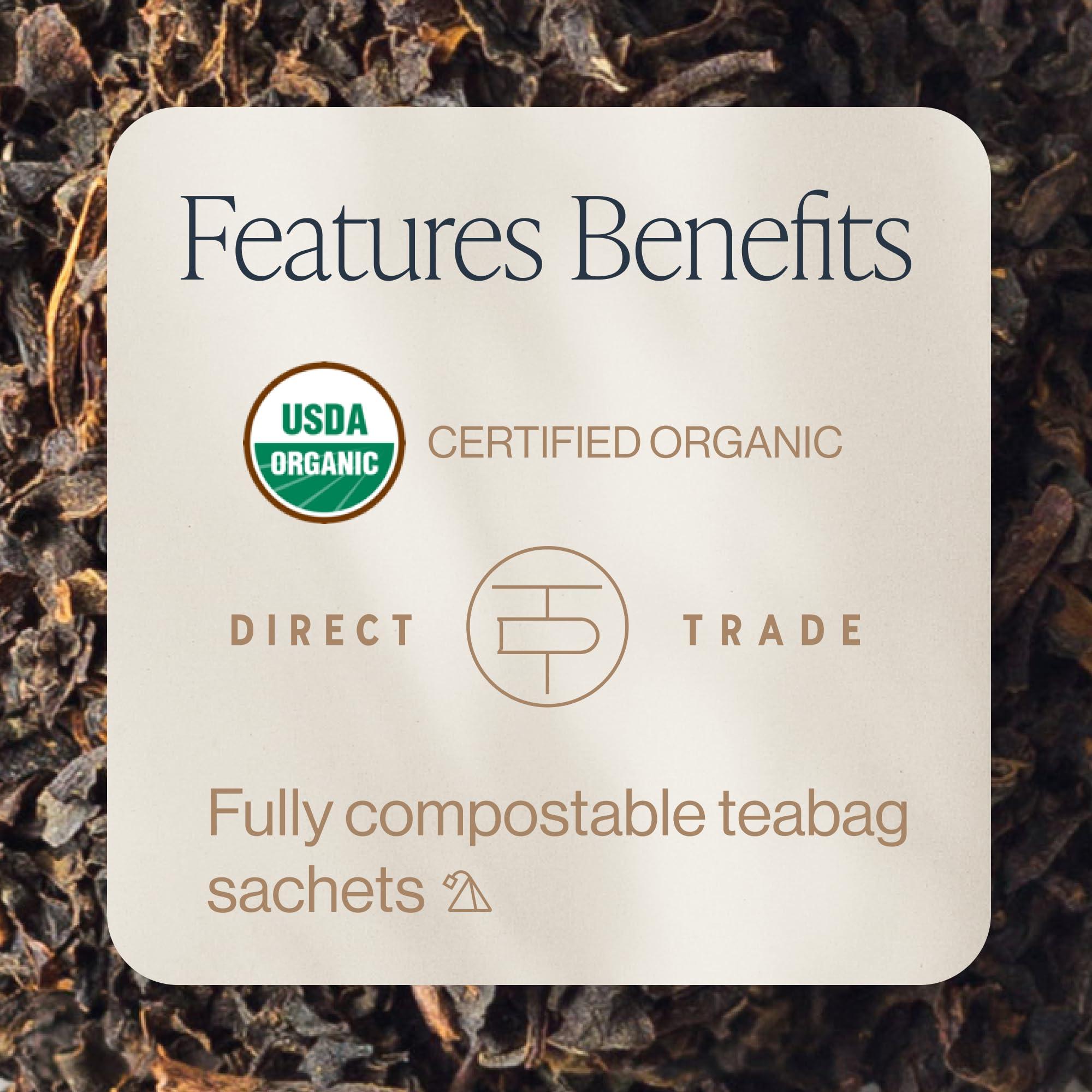 Rishi Tea Rishi Tea English Breakfast Tea - Organic Sachet Tea Bags, Energizing & Caffeinated Pure Black Tea, Ideal for Hot or Iced Tea - 15 Count (Pack of 6)