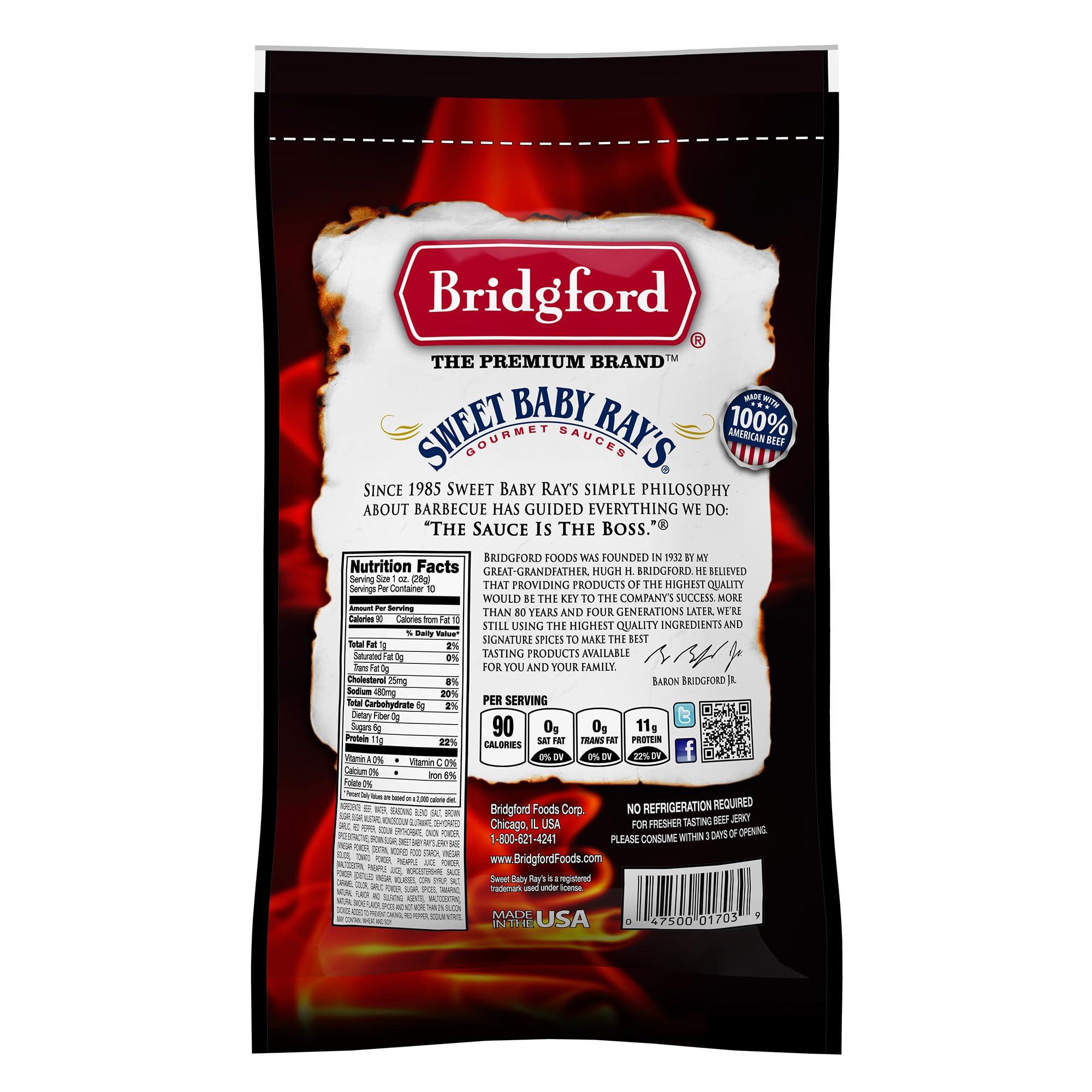 Bridgford Bridgford Sweet Baby Rays Beef Jerky Sweet N Spicy 10 oz Pack of 2 - High Protein Sweet and Spicy Beef Jerky for Your Dietary Preference - Ready-to-Eat Spicy Beef Jerky for On-the-Go Snacking