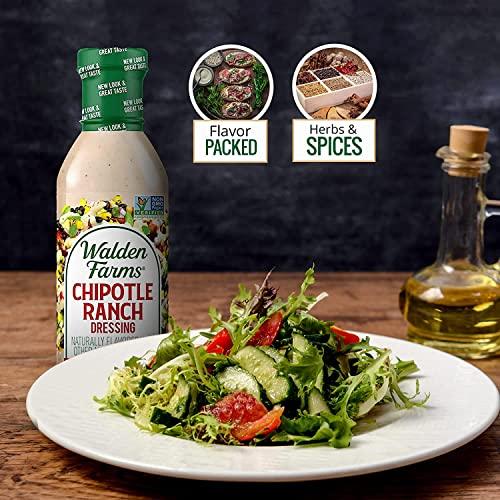 Walden Farms Walden Farms Chipotle Ranch Dressing 12 Oz. Bottle | Fresh & Delicious Salad Topping | 0g Net Carbs Condiment | Kosher Certified | Great on Salads | Burgers | Sandwiches | Tacos | Pizza and Many More