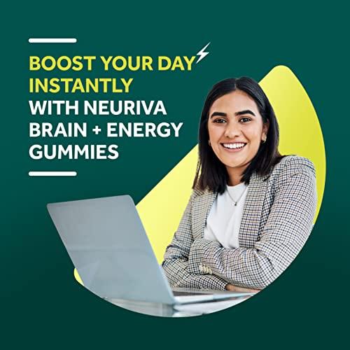 NEURIVA NEURIVA Brain + Energy Gummies, Nootropic Brain Supplements for Focus and Concentration with Neurofactor, Vitamin B12 & Caffeine for an Energy Boost*, 75ct Natural BlackBerry