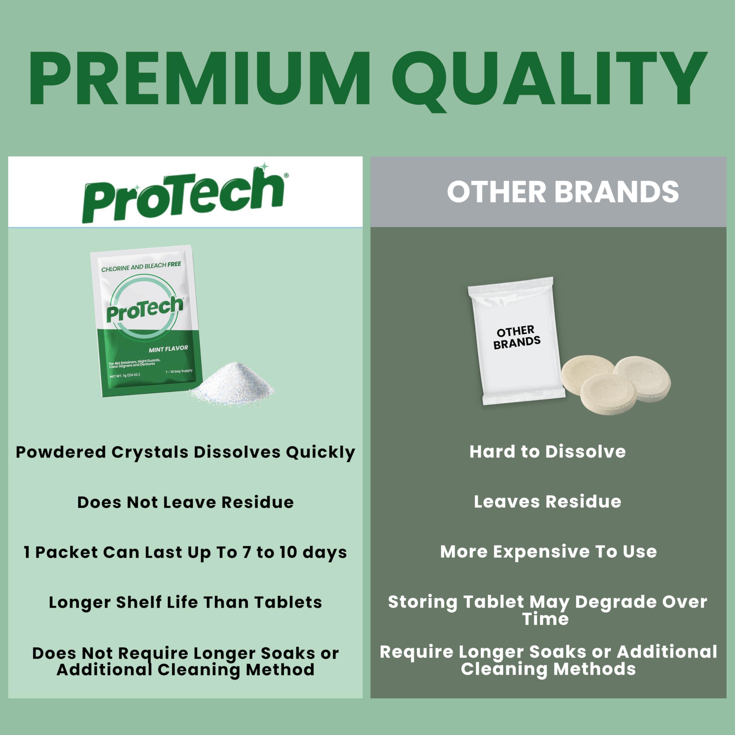 Pro Tech ProTech Denture Cleaner | 180 Cleanings (22 Pack/6 Month Supply) | For Clear Aligners, Dentures, Retainers, Mouth Guards & Night Guards - Cleaning Crystals, Mint