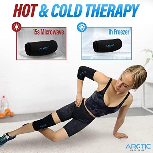 Arctic Neck Relief Two Pack - Cold Therapy Compression Ice Sleeve, Knee Ice Pack Wrap for Injuries, Elbow, Quad & Hamstring Relief, Flexible & Reusable Cold Wrap Recovery for Meniscus, ACL, MCL, Ice & Heat Therapy