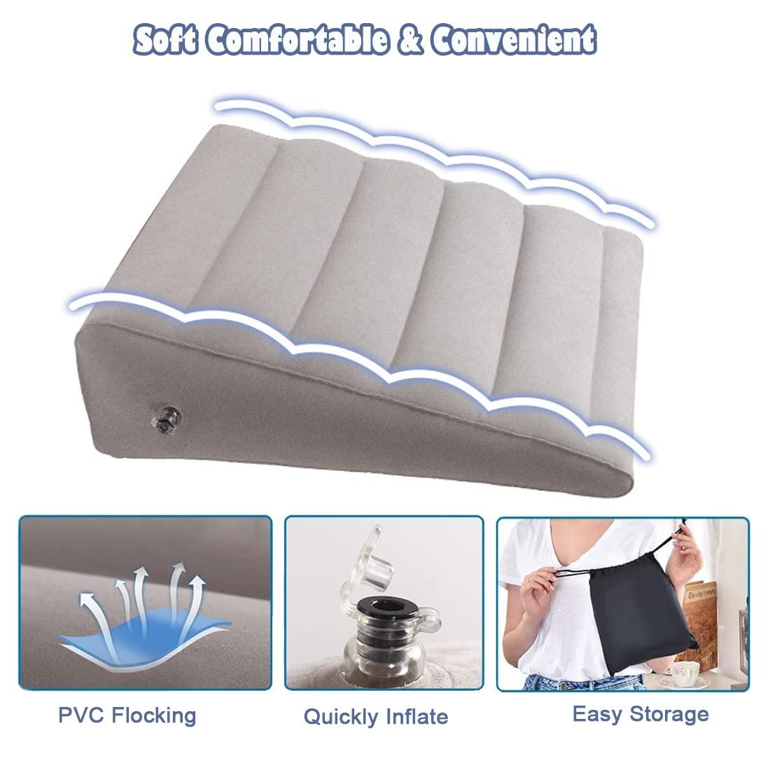 VOPHIA VOPHIA Inflatable Wedge Pillow - Lightweight & Portable Travel Wedge Pillow for Sleeping, Reading,Post Surgery&Leg Elevation - Triangle Pillow with Washable Cover Sleep Wedge Pillow (Grey)