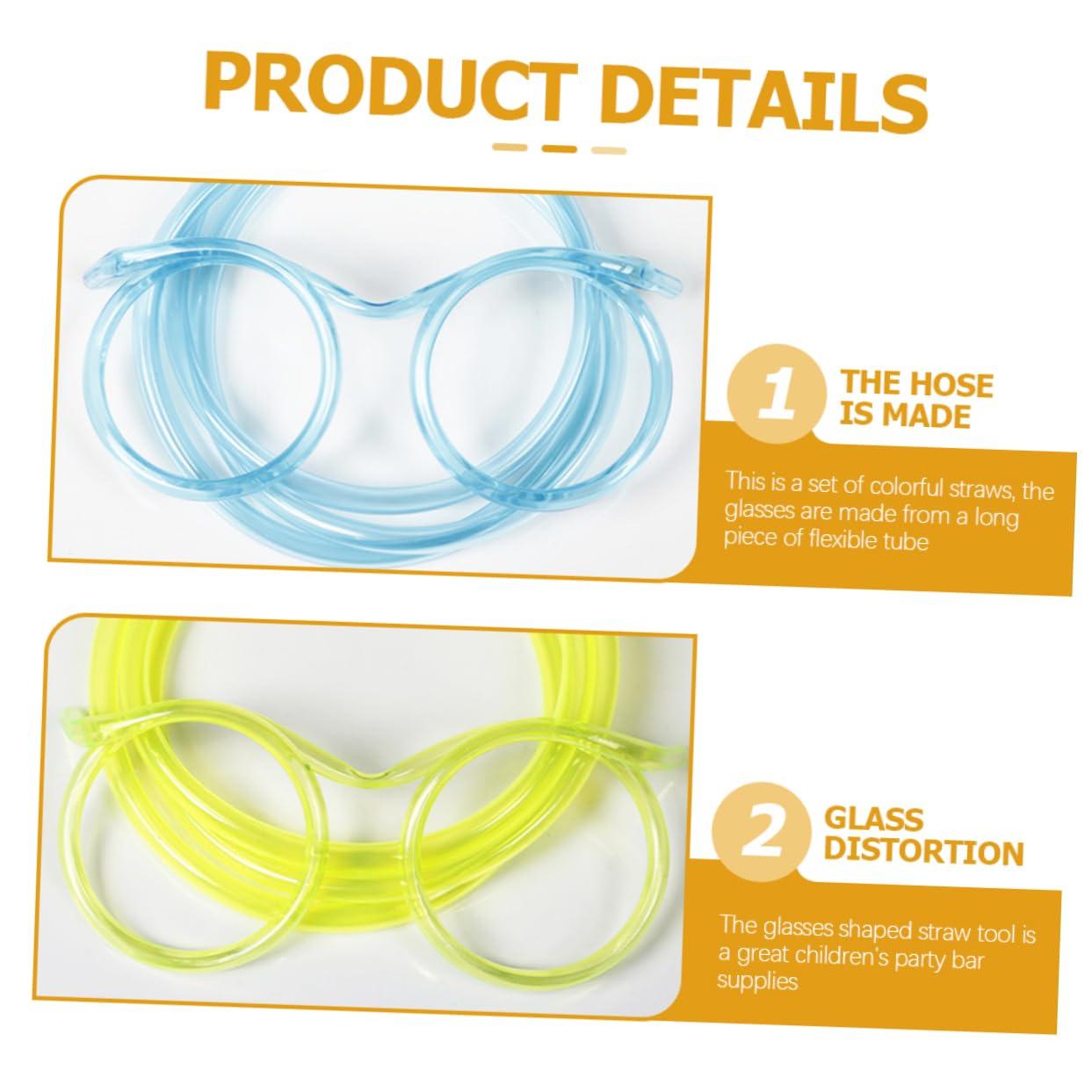 PRETYZOOM PRETYZOOM Funny Straw Eyeglasses Shaped Plastic Straws Disposable for Carnival Events
