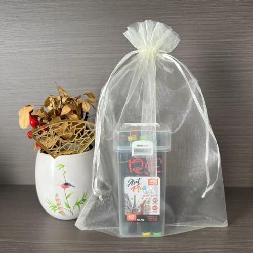 LYSXP LYSXP 30PCS Organza Bags 10x14Inch,Ivory Large Sheer Organza Bags Wedding Favor Bags with Drawstring Party Christmas Candy Bags