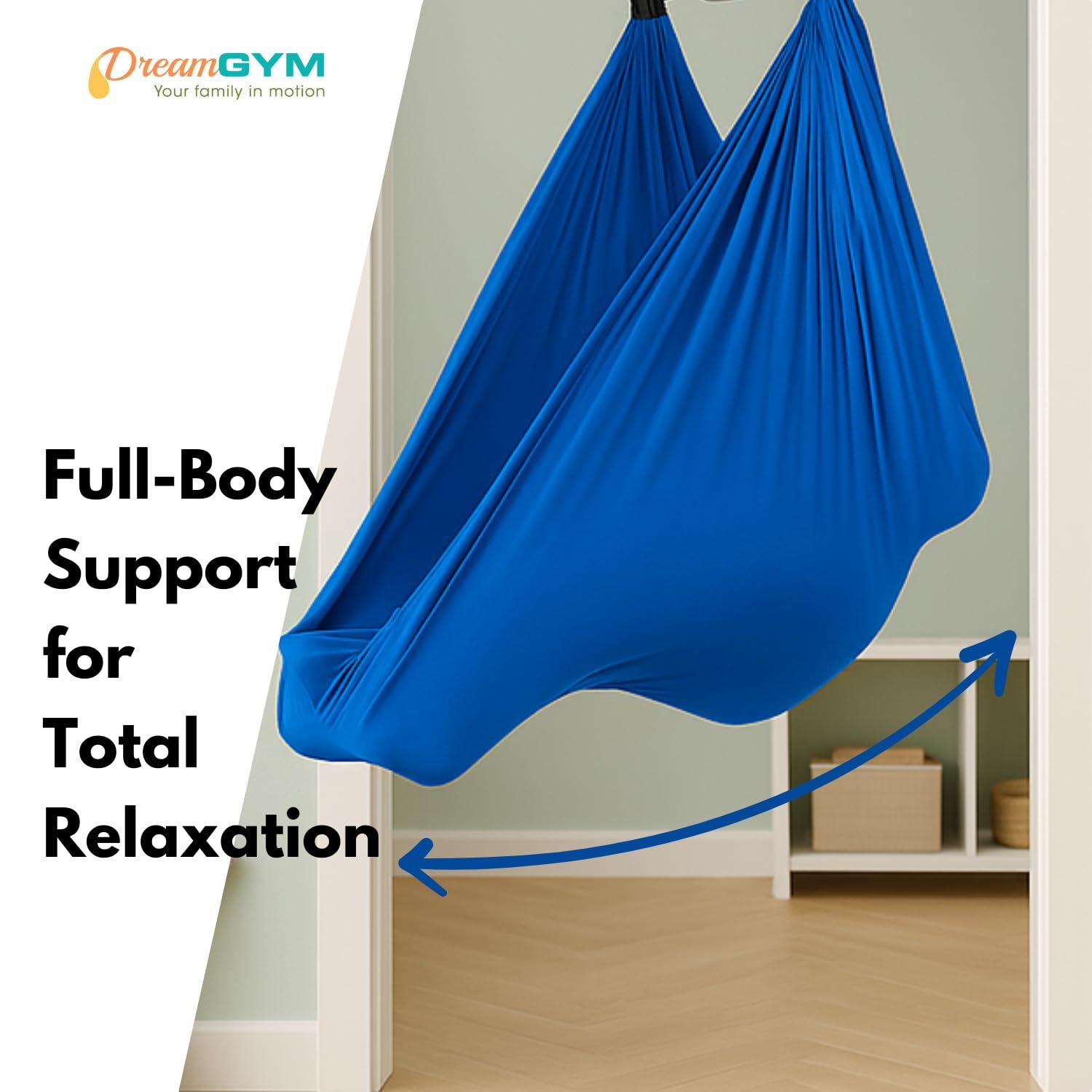 DreamGYM DreamGYM Doorway Sensory Swing Kit - Blue Compression Swing - 95 Cotton