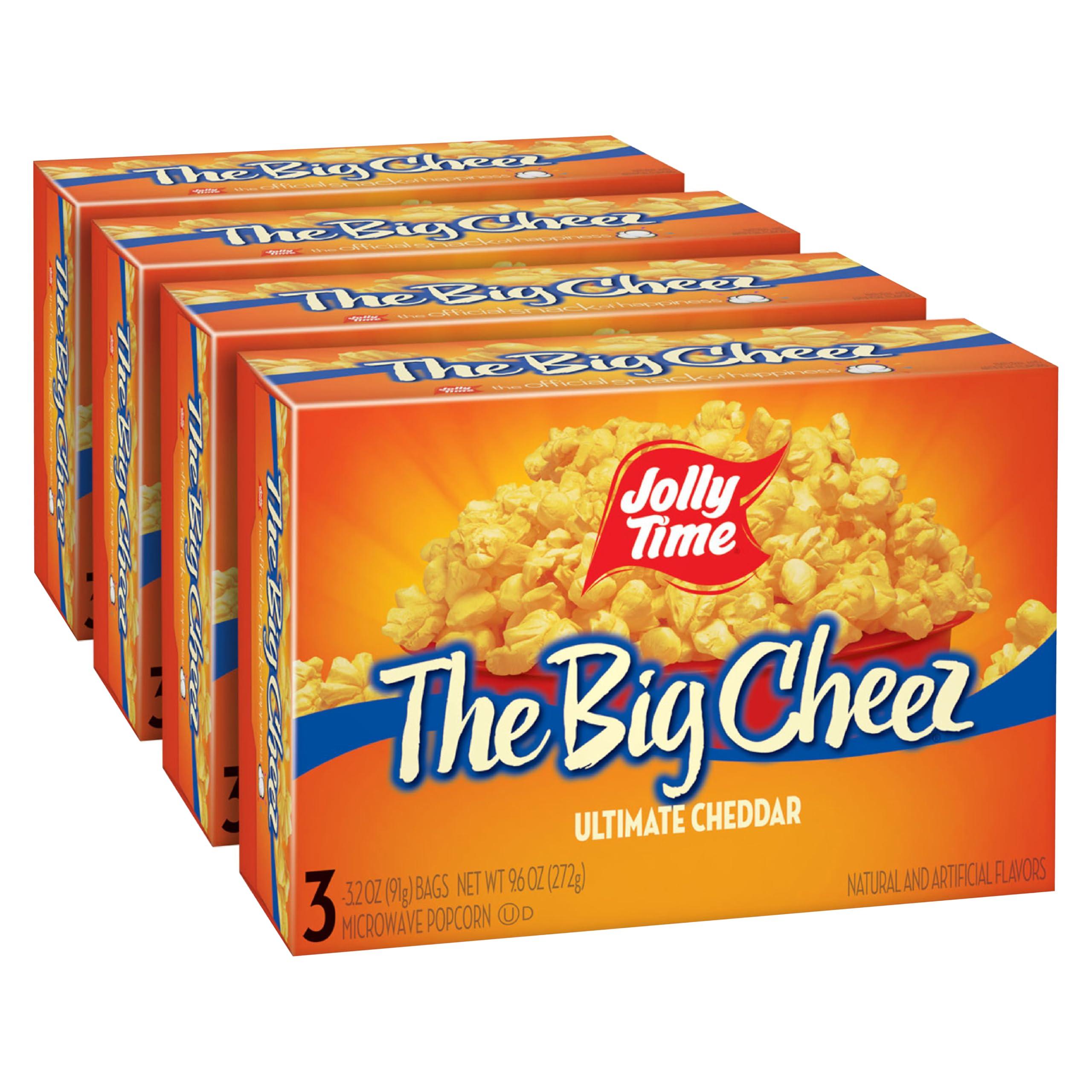 Jolly Time Jolly Time The Big Cheez, Cheddar Cheese Microwave Popcorn, 3.2oz Sharing Bag, 3 Bags Per Carton (The Big Cheez, 3.2 Ounce (Pack of 12))