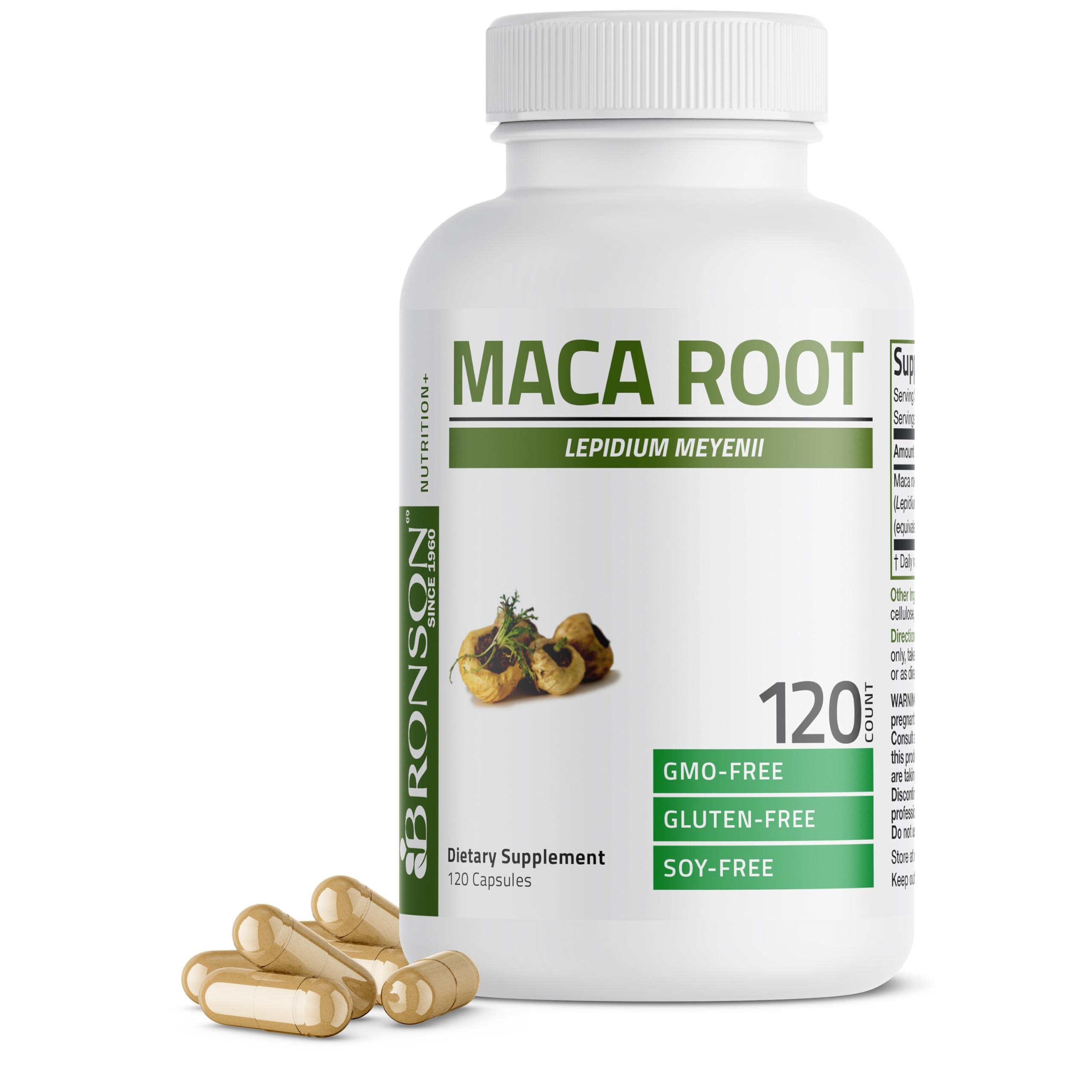Bronson Bronson Maca Root (from 500mg 4:1 Extract Equivalent to 2000mg per Serving), Lepidium Meyenii - Non-GMO, 120 Vegetarian Capsules
