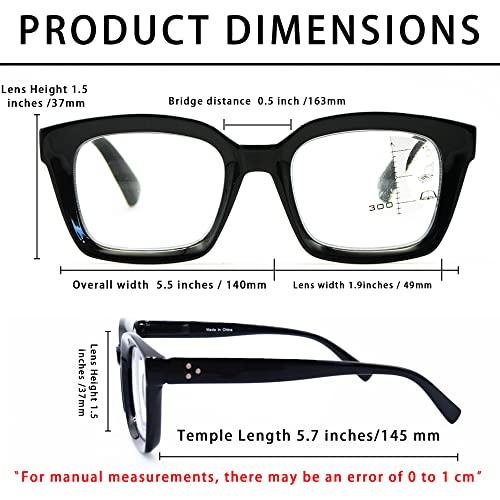 HIYANJN HIYANJN 3 Pack Progressive Multifocal Reading Glasses for Women Men Oprah style Blue Light Blocking Spring Hinger Readers