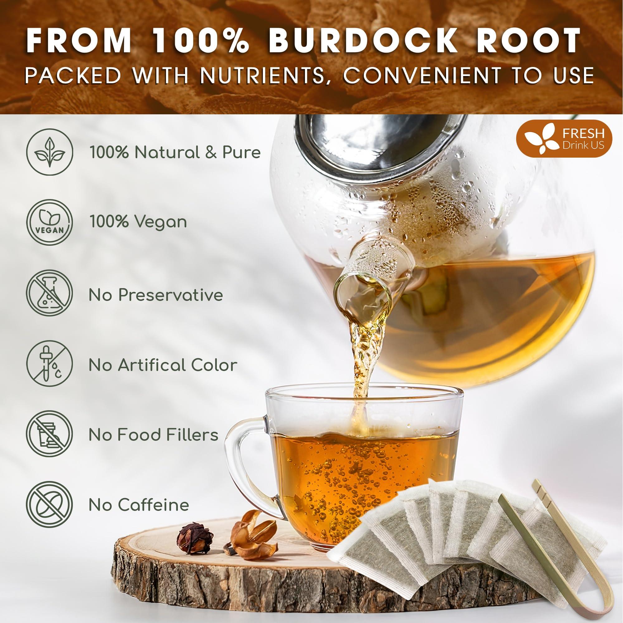 FRESHDRINKUS FreshDrinkUS, Premium 135 Burdock Root Tea Bags, 100% Natural & Pure from Burdock Root. Burdock Root Herbal Tea. Made with Natural Material Tea Bags. No Sugar, No Caffeine, No Gluten, Vegan.