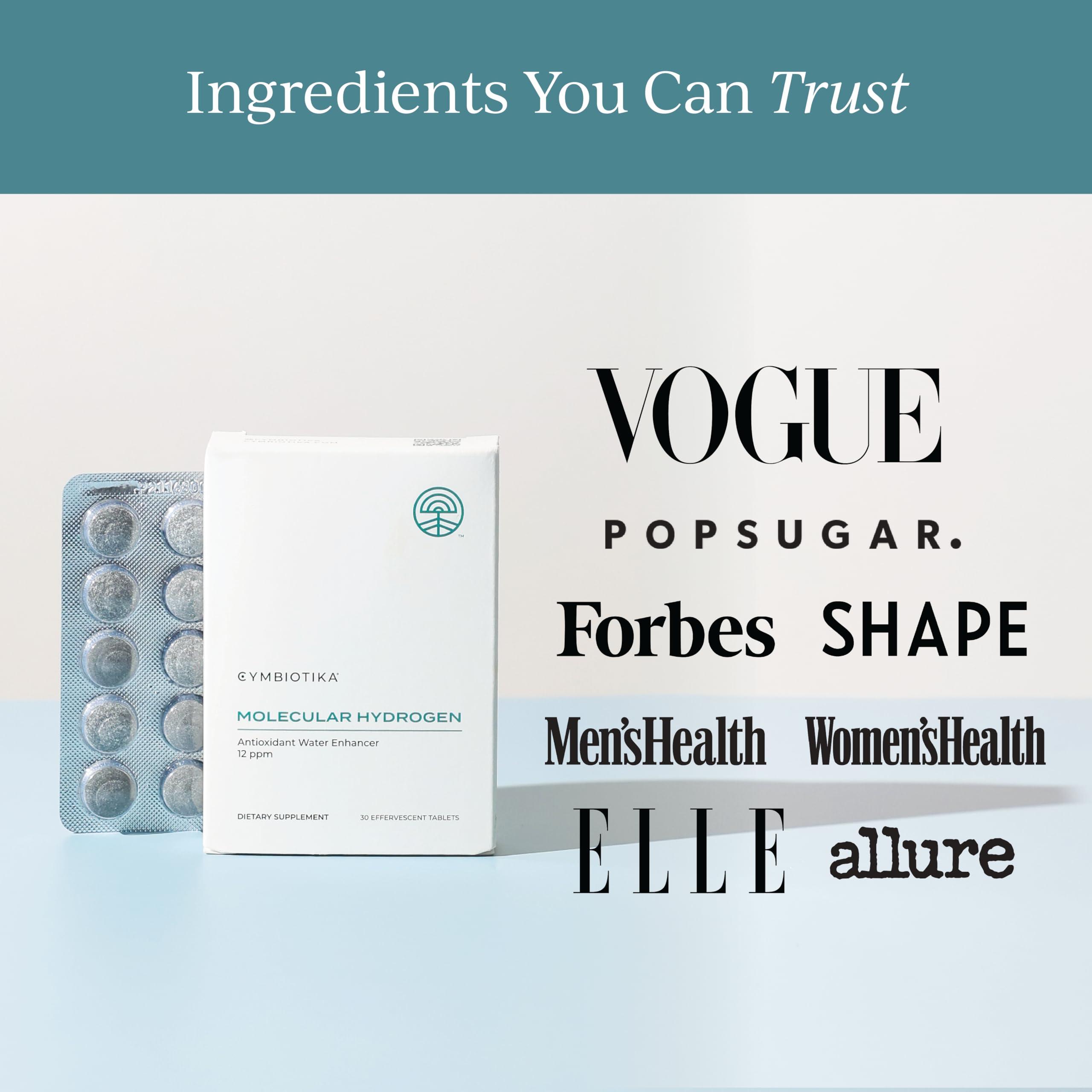 CYMBIOTIKA CYMBIOTIKA Molecular Hydrogen Water Tablets with Magnesium, Energy Boost, Gluten Free, Keto Antioxidant Drink, Fast Dissolving Supplements, Helps Fight Inflammation & Stress 30 Tablets, 12 ppm