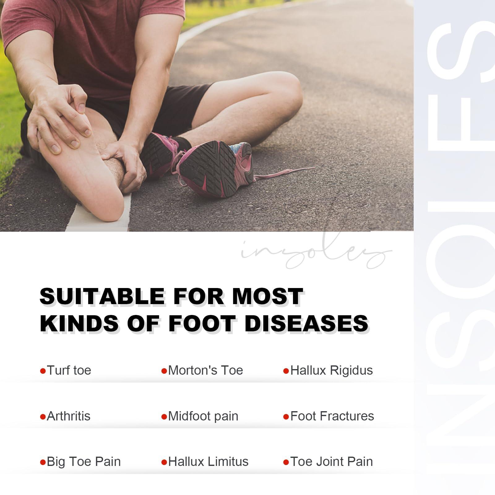 EZWORK Carbon Fiber Insoles, Carbon Fiber Foot Plate 1 PC Rigid Shoe Insert Support Turf Toe, Foot Fractures, Morton Extension, Hallux Rigidus and Limitus - Alternative to Post Op Shoe