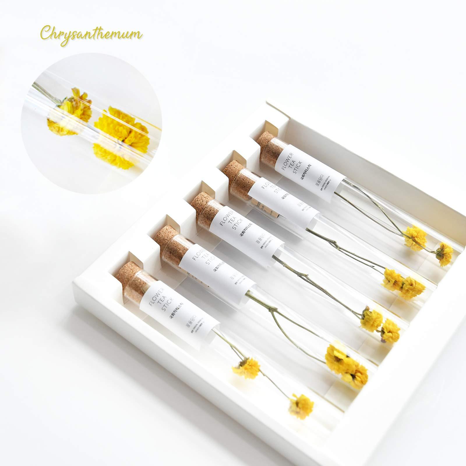 KKOKDAM KKOKDAM Tea Gift Set - Chrysanthemum Blooming Tea Flowers - Fancy Korean Tea Gifts For Tea Lovers - 5 Premium Flower Tea Sticks