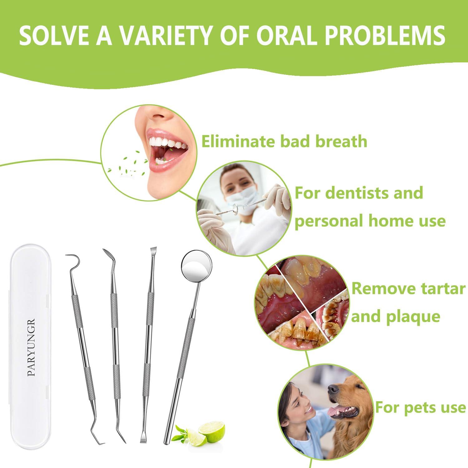 PARYUNGR PARYUNGR Dental Tools, Professional Teeth Cleaning Oral Care Hygiene Kit, Stainless Steel Dental Pick Tooth Scraper Tartar Plaque Remover for Dentist, Personal, Pet Use with Storage Box