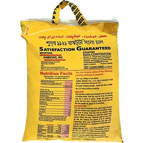 Zebra Basmati Rice Zebra Basmati Rice - 1121 Sela XXL Parboiled Rice, (10 Lb) Extra Long Grain