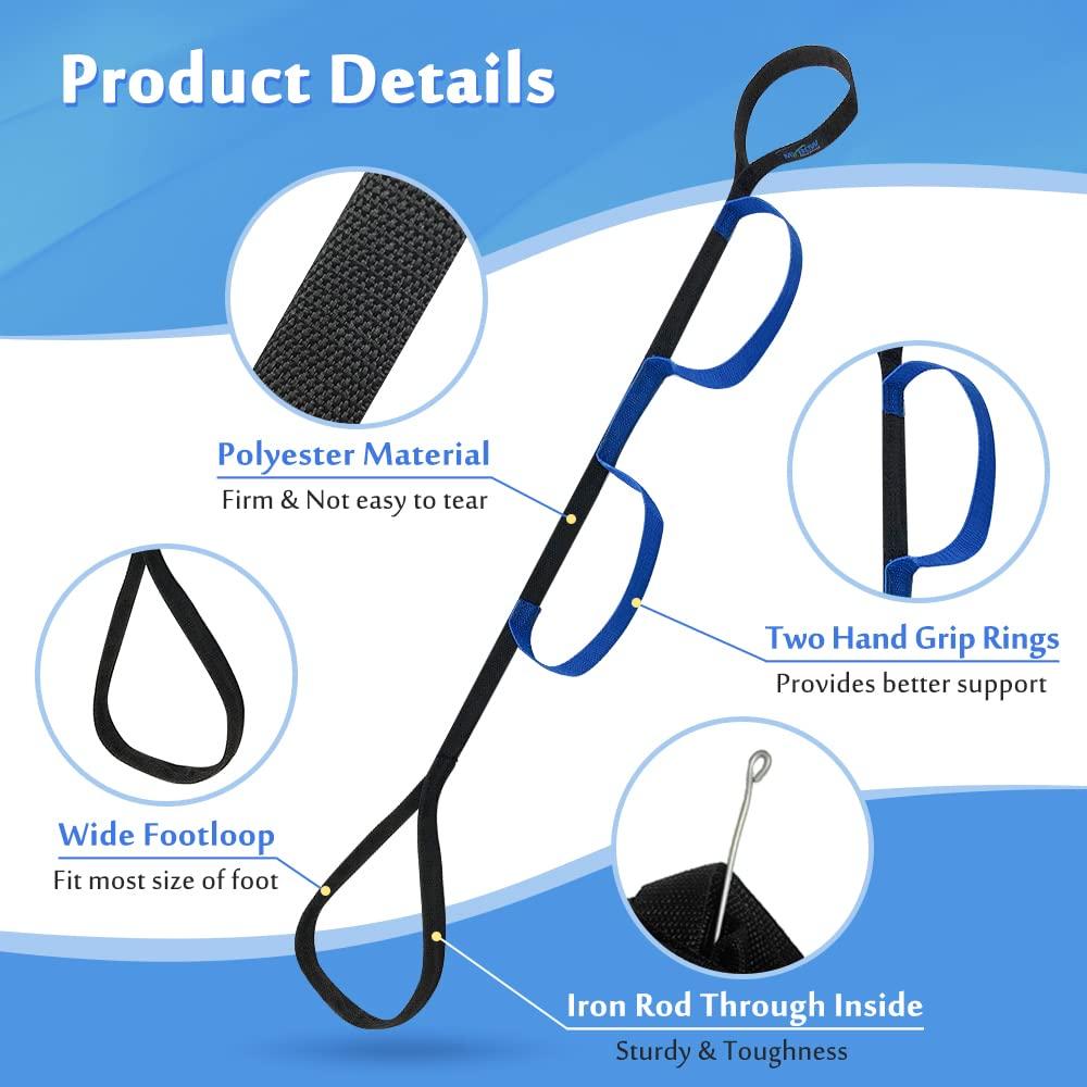 Mybow Leg Lifter Strap Medical Foot Lift After Surgery for Knee Hip Replacement Recovery Kit Mobility Aids Physical Therapy Leg Pull Strap Rigid Loop Foot Lifter Thigh Portable Leg Lifting Strap - 37" Long