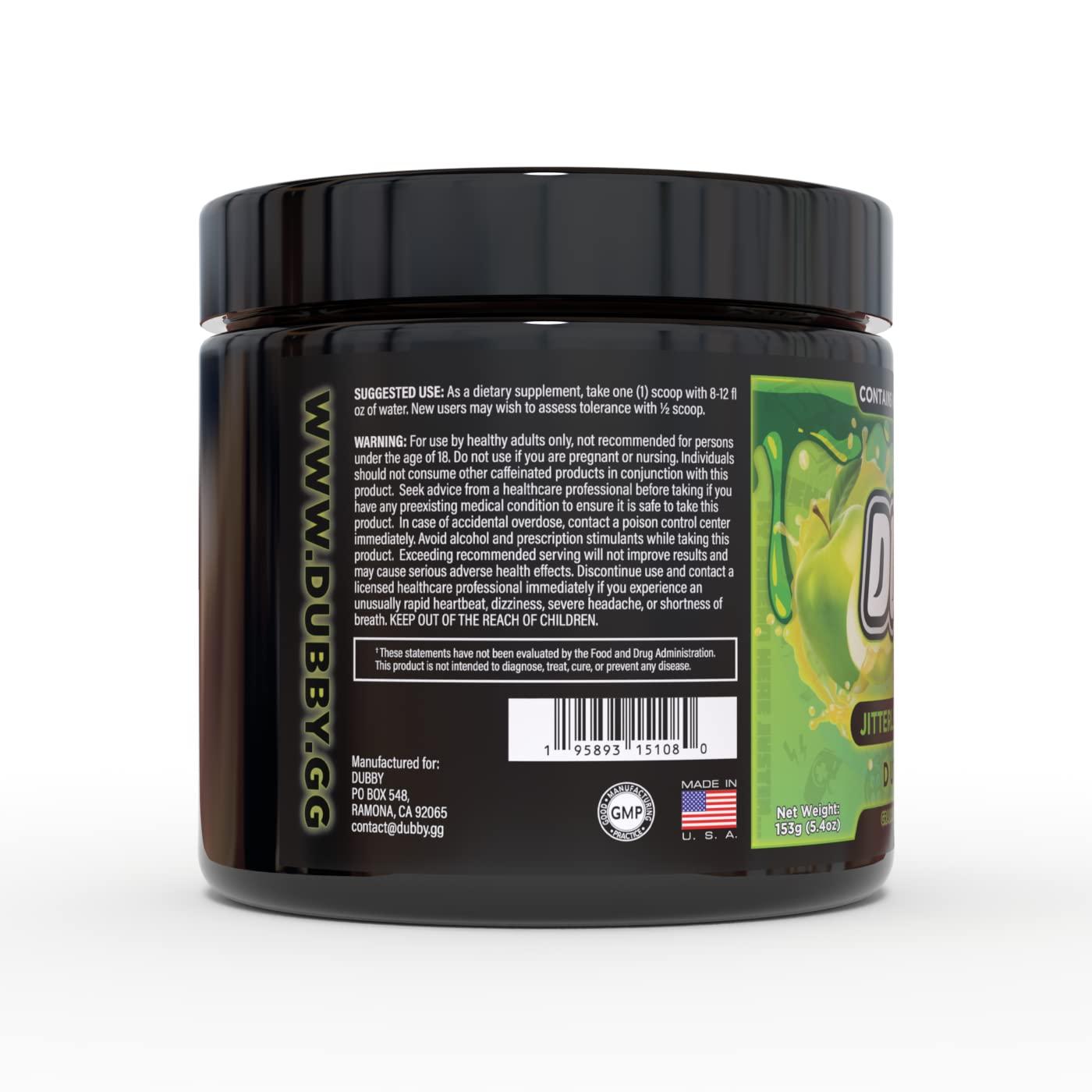 Dubby Dubby - Gamer Energy Drink Powder for Gaming - Sugar Free Energy Drinks, Nootropics Jitter-Free Natural Energy Powder, Green Apple and Secret Sauce Flavor, 30 Serving, 5.61 Ounces (DubSludge)