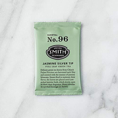 STEVEN SMITH TEAMAKER Smith Teamaker | Jasmine Silver Tip No. 96 | Caffeinated Green Tea with Jasmine Blossoms | Scented Full Leaf Green Tea (15 Sachets, 1.3oz each)