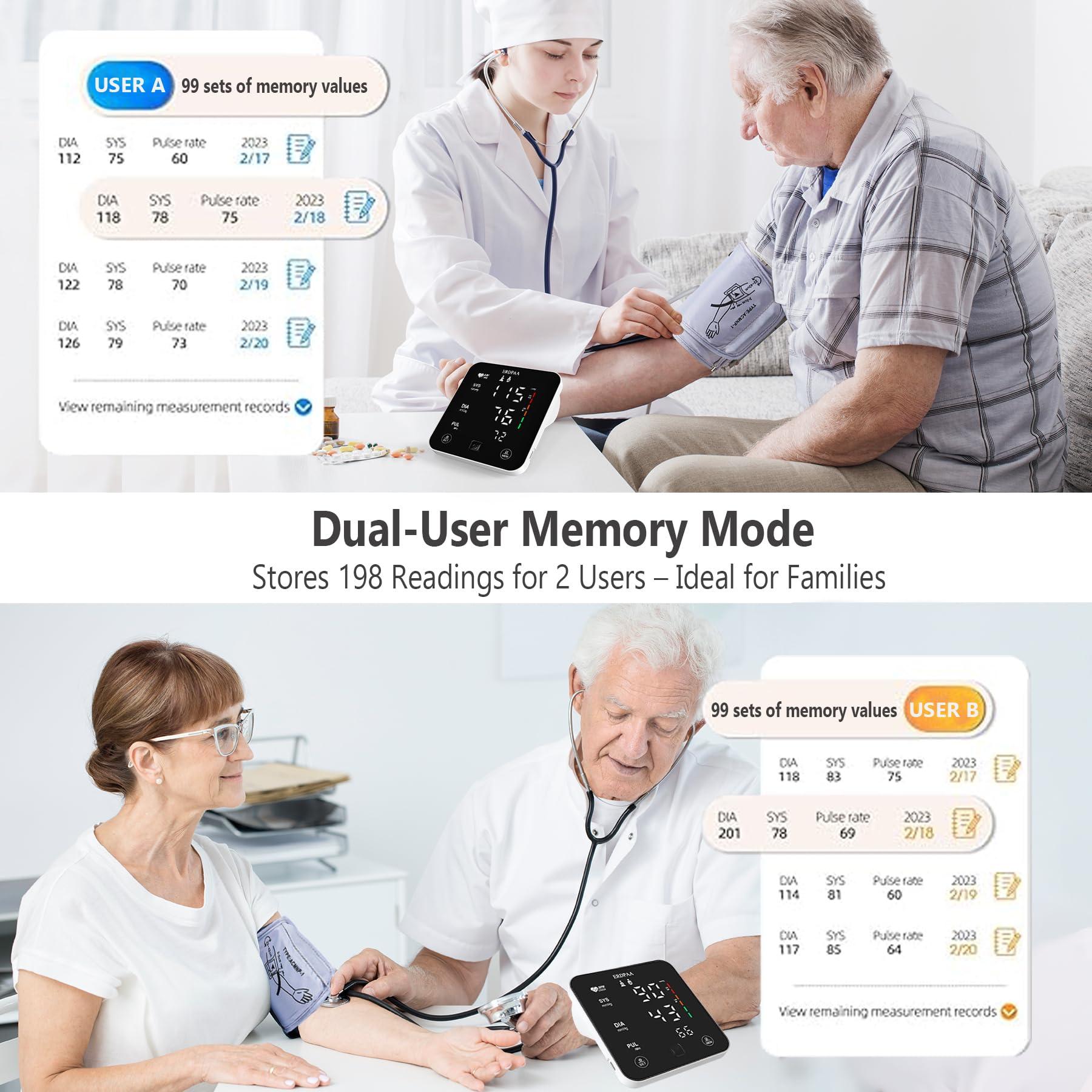 ERDPAA Blood Pressure Monitor,Smart Upper Arm Blood Pressure Monitors for Home Use with XL Pressure Cuff,Digital Blood Pressure Machine, Automatic Electric BP Machine with Large Cuff