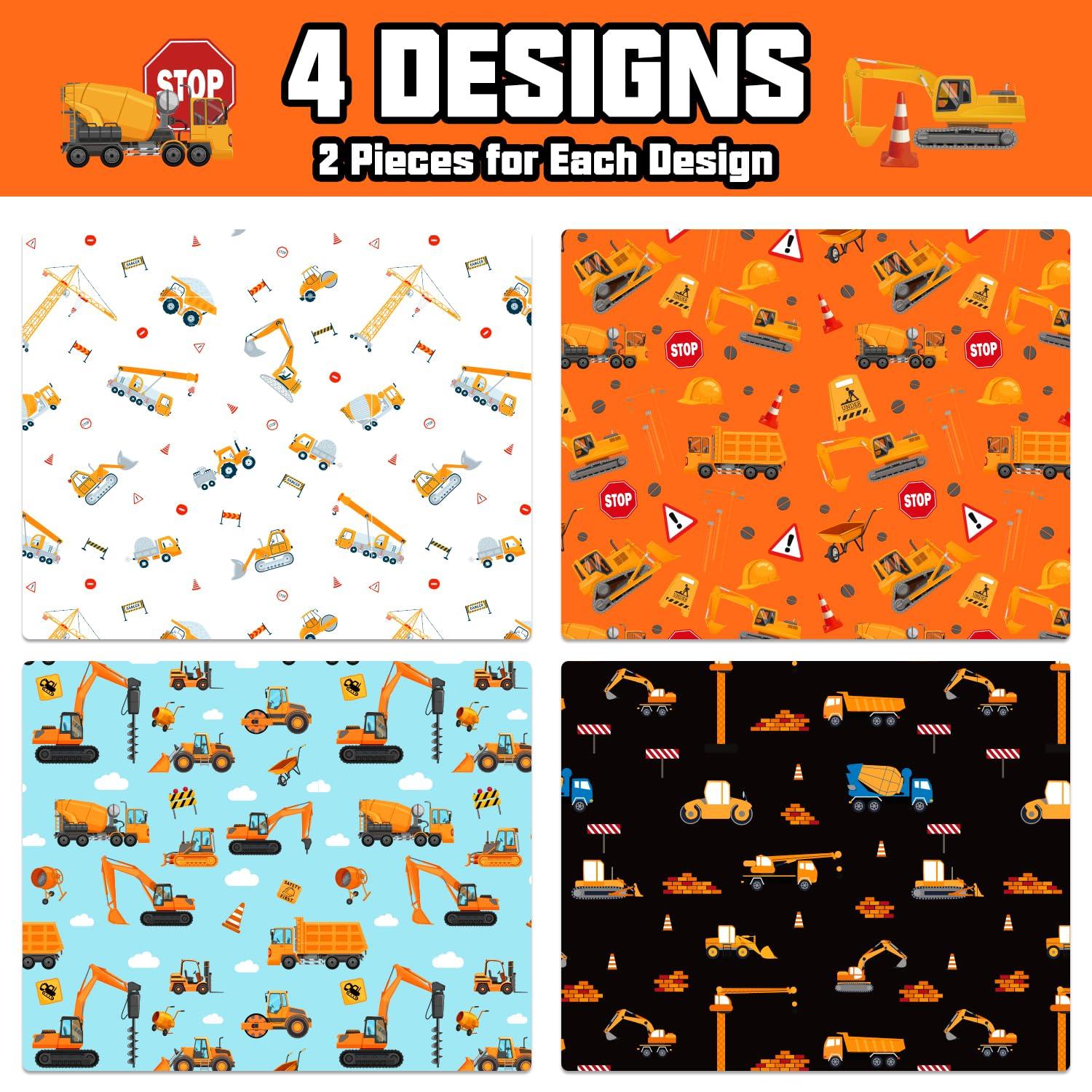 Mpanwen Mpanwen Construction Wrapping Paper for Boys Kids, 8 Sheets Large Truck Gift Wrap Tractor Wrapping Paper for Christmas Birthday Holiday - 27 x 39.5 Inches Per Sheet