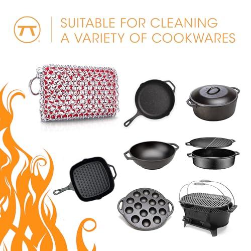 Outset Outset Chain Mail Cast Iron Cleaner and Scrubber Tool with Silicone Support Pad