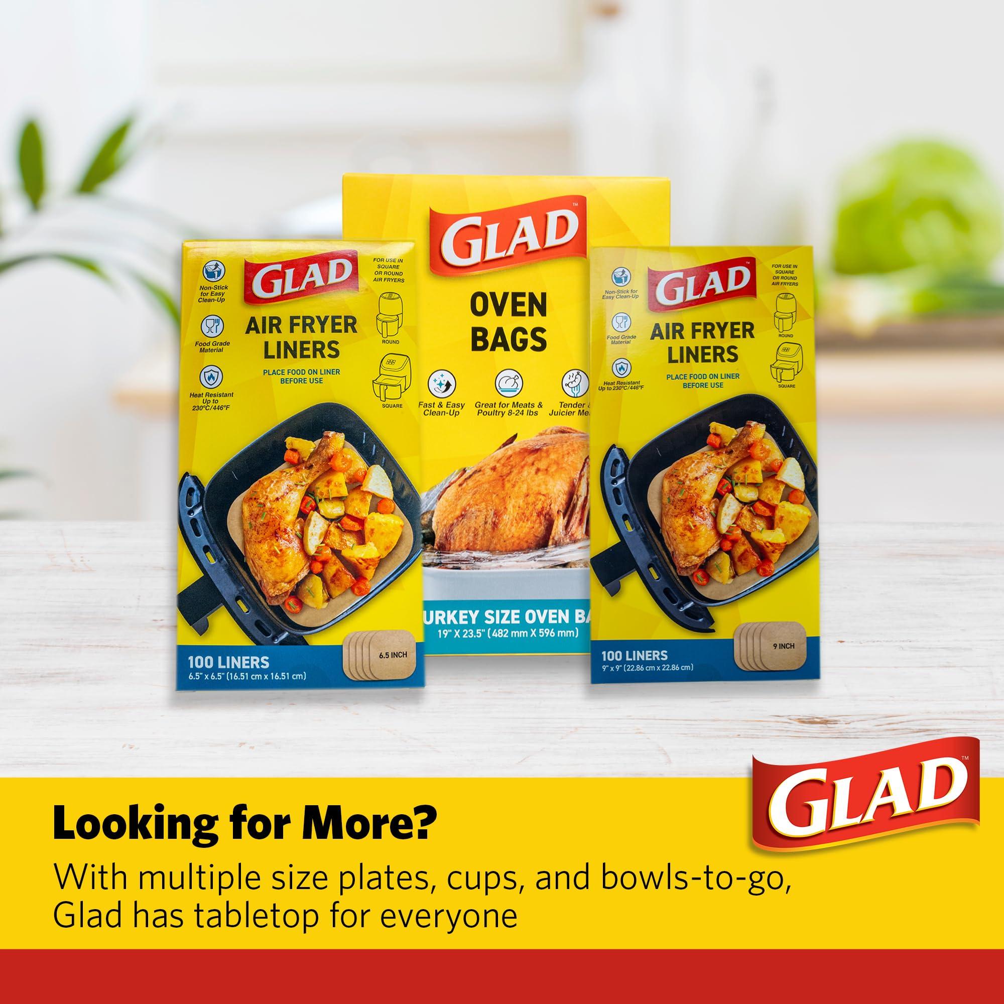 Glad Glad Turkey Size Oven Bags for Meats & Poultry 8-24 lbs BPA-Free* for Tender, Juicy Roasts with Fast & Easy Clean-Up, Turkey Cooking Bags, Roasting Bags, 19" x 23.5" - 2 Count