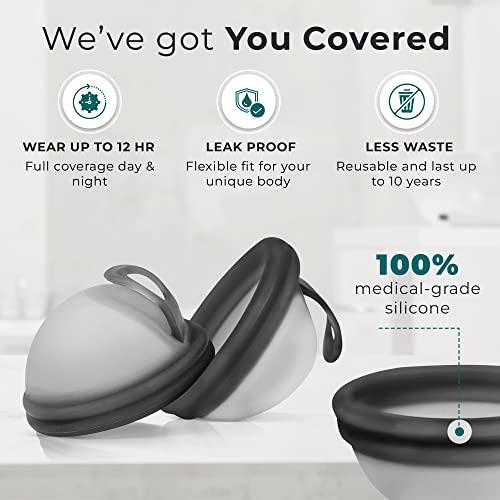 EcoBlossom Ecoblossom Reusable Menstrual Disc - Menstrual Cup - Soft Period Disc for Women Designed with Flexible, Medical-Grade Silicone Period Cup (Small, Black)