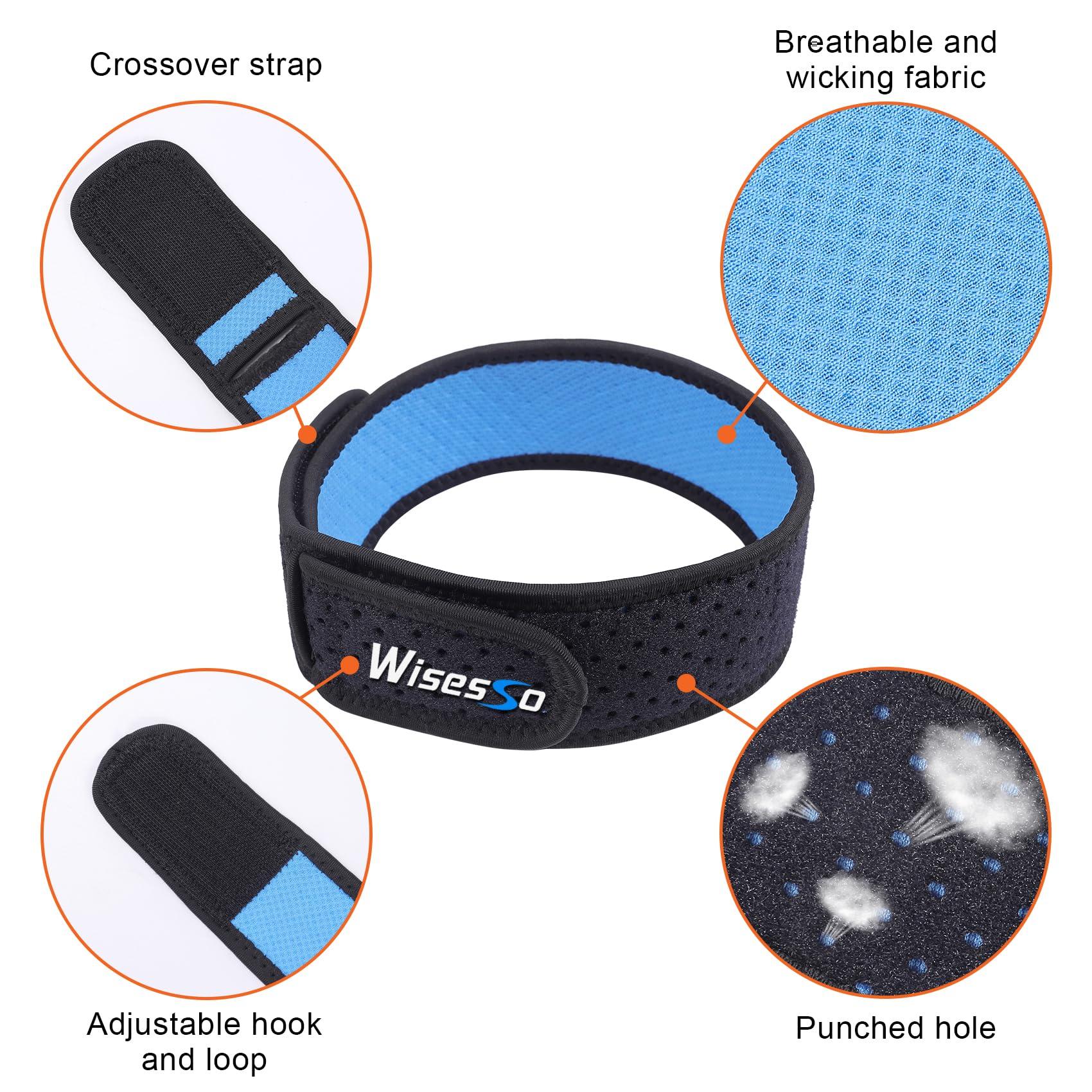 Wisesso Wisesso IT Band Strap, Adjustable Iliotibial Band Syndrome Brace, Athletic Stabilizer for Men, Women, Knee Support Strap for Running, Cycling, Hiking, Exercising, etc, 2 Pack