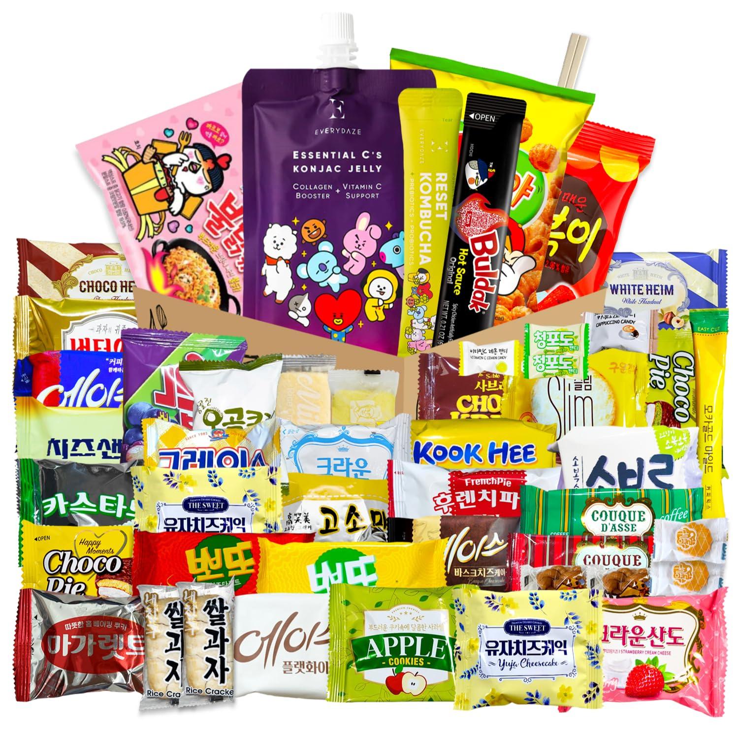 Seconde Nature Korean Snack Box 48 Count - Variety of Individually Wrapped Korean Snacks with Chips, Cookies, Ramen and Candy for Kids, Children, College Students, and Adults. Gift Box for K-Food Lovers - Journey of Korea