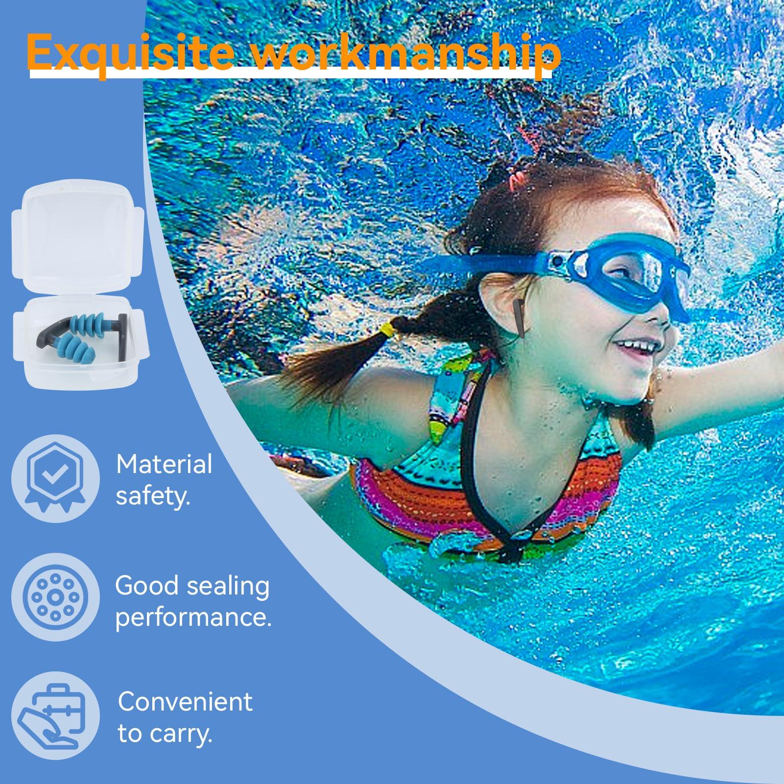 HERCHR HERCHR Swimming Ear Plugs, Waterproof Silicone Swimming Earplugs with Case Package for Swimming Showering Bathing Surfing