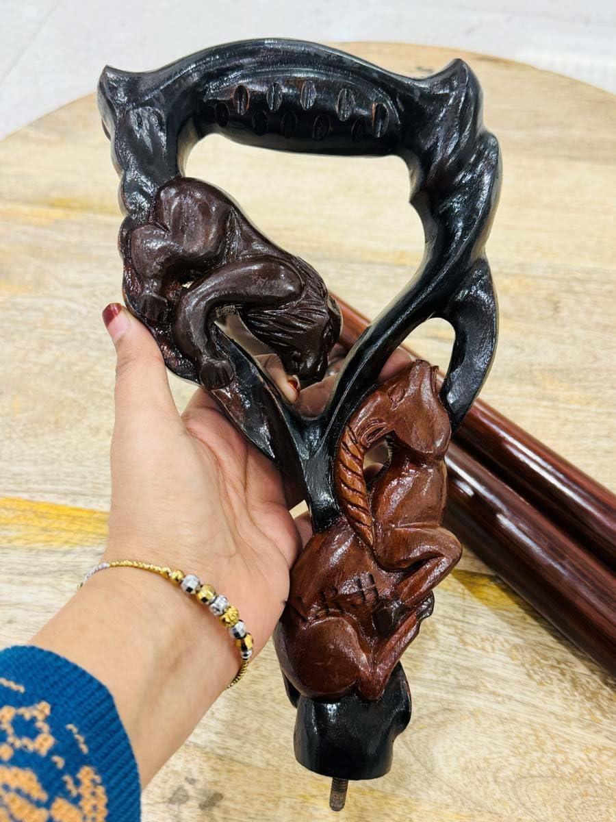 Nautical Replica Hub Antelopes and Beer Head Wooden Walking Cane for Men and Women, Handmade, Support up to 500 lbs Canes for Seniors,Ergonomic, Natural Solid Wood High-end Derby Cane Suitable for Gift Giving (36 INCH)