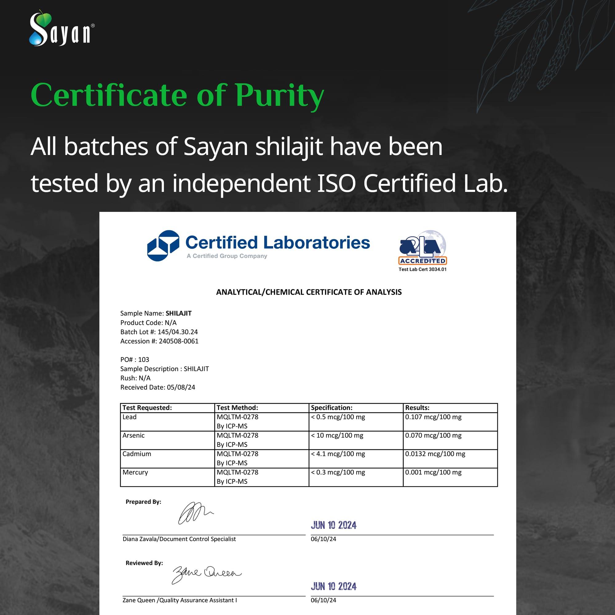 Sayan Sayan Pure Authentic Altai Shilajit Resin - 30 Grams, 4 Month Supply - High Efficacy Organic Fulvic Acid Supplement for Women and Men to Support Immune System, Energy, & Detox - Vegan, Non-GMO