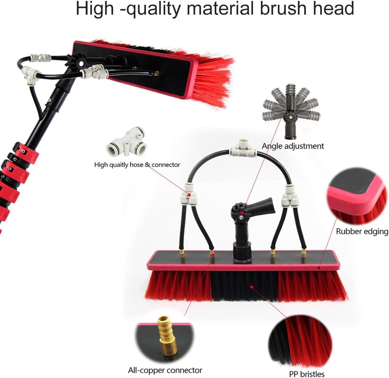 DEVOKE Window Cleaning Washing Pole Cleaner Kit 3In1 Water/Hose Fed Pole Cleaning Brush Equipment Extendable Outdoor Cleaning Tool Photovoltaic Solar Panels Water Fed Brush Water Pipe Tools (18FT/5.4M)