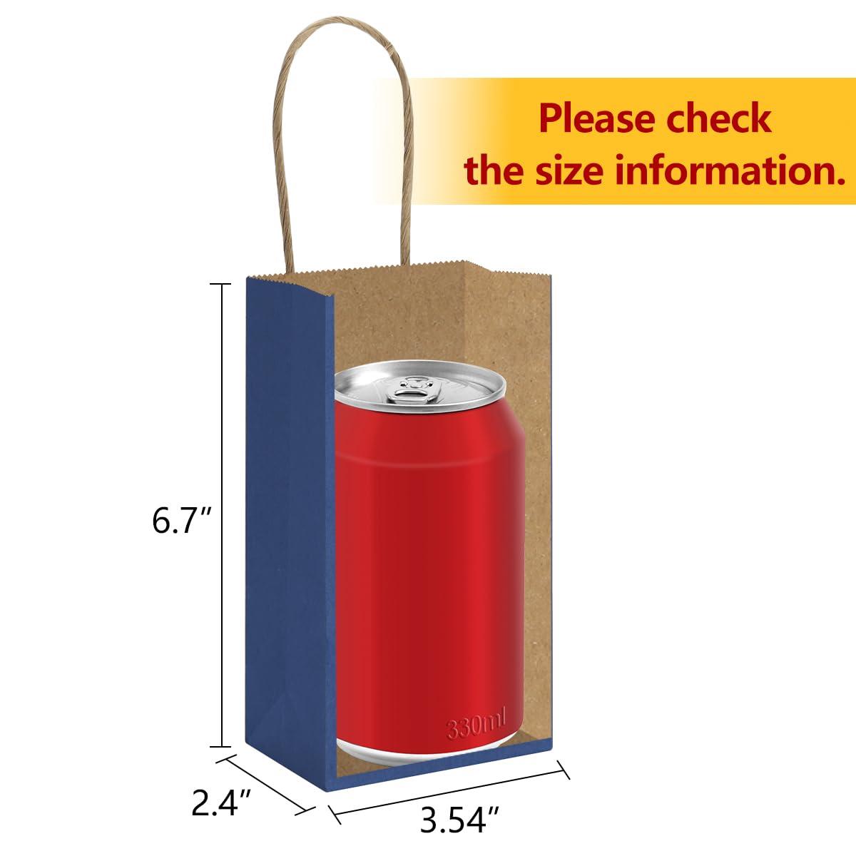 BagDream BagDream 100Pack 3.5x2.4x6.7 Inches Small-Kraft-Paper-Gift-Bags with Handles Bulk-Mini-Party-Favor-Bags Candy Bags Recyclable Tiny Navy Blue Paper Bag for Samples