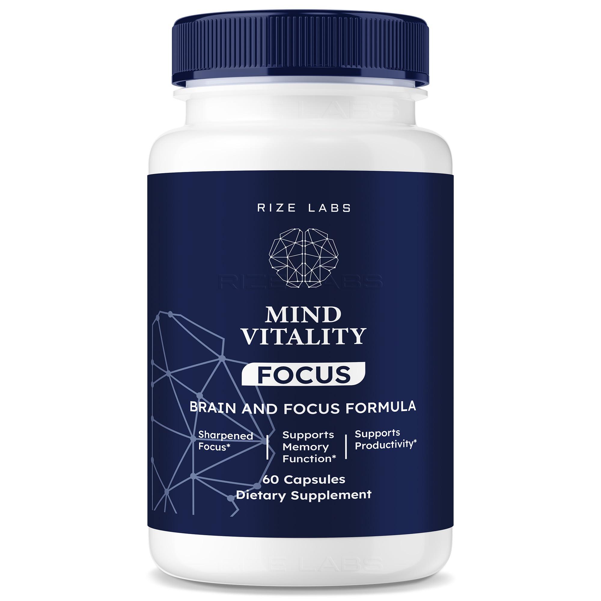rize labs Mind Vitality Focus Brain Supplement, Mind Vitality to Boost Focus and Concentration & Avoid Mid-Afternoon Fatigue, Mind Vitality Advanced Formula Reviews (60 Capsules)
