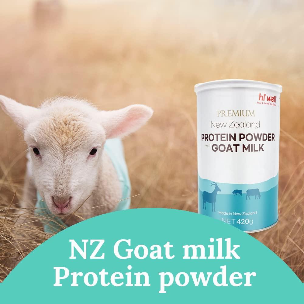 HI WELL PURE & NATURAL NEW ZEALAND Hi Well Premium New Zealand Protein Powder with Goat Milk 420g