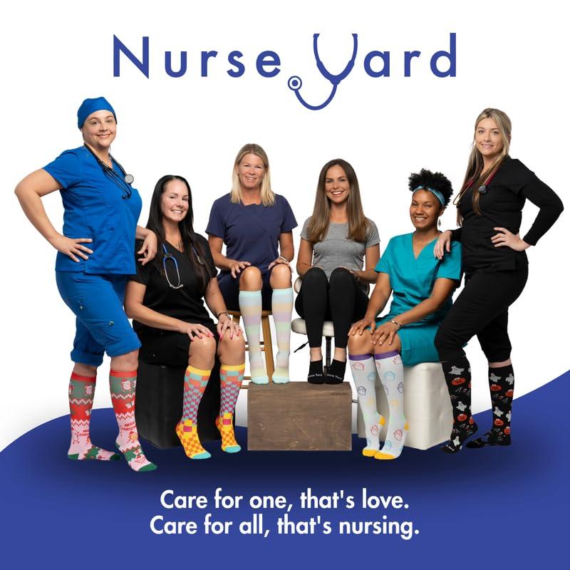 Nurse Yard Nurse Yard Compression Socks for Nurses - Women & Men - 20-30mmHg Graduated Compression, Zero-Toe Compression, For Medical Staff, Nursing, Athletic Support Such As Running, Cycling, Hiking - 1 Pair