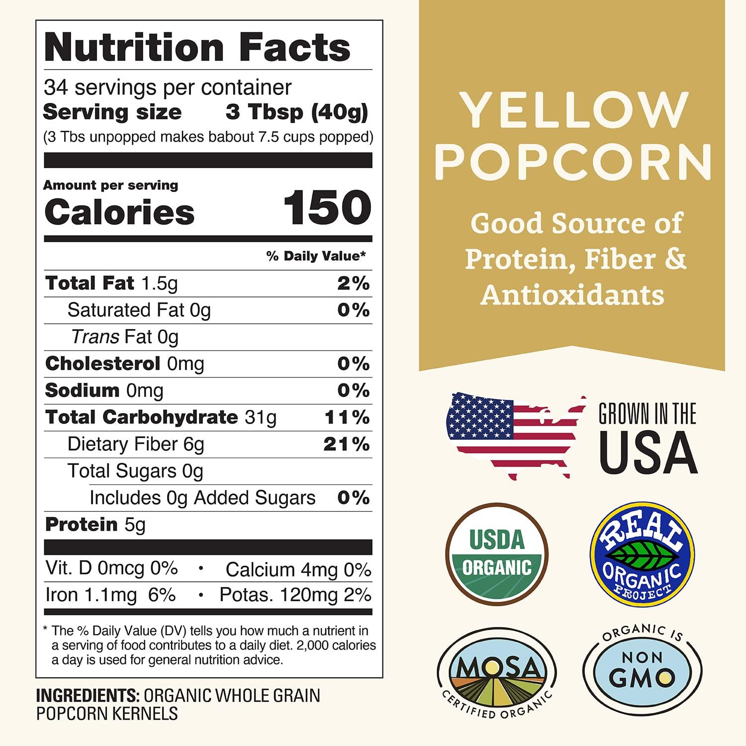 Doudlah Farms Organic Yellow Popcorn Kernels 3lb Bulk by Doudlah Farms - Farmed From Regenerative Soil | Gluten-Free, Non-GMO, Grown In USA | All-Natural, Plant-Based Snack