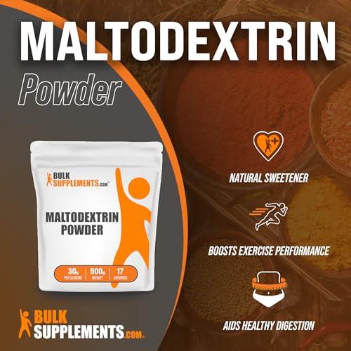 BulkSupplements BulkSupplements.com Maltodextrin Powder - Maltodextrin Supplement for Energy Boost, Maltodextrin Food Grade - Unflavored & Gluten Free, 30g per Serving, 500g (1.1 lbs) (Pack of 1)