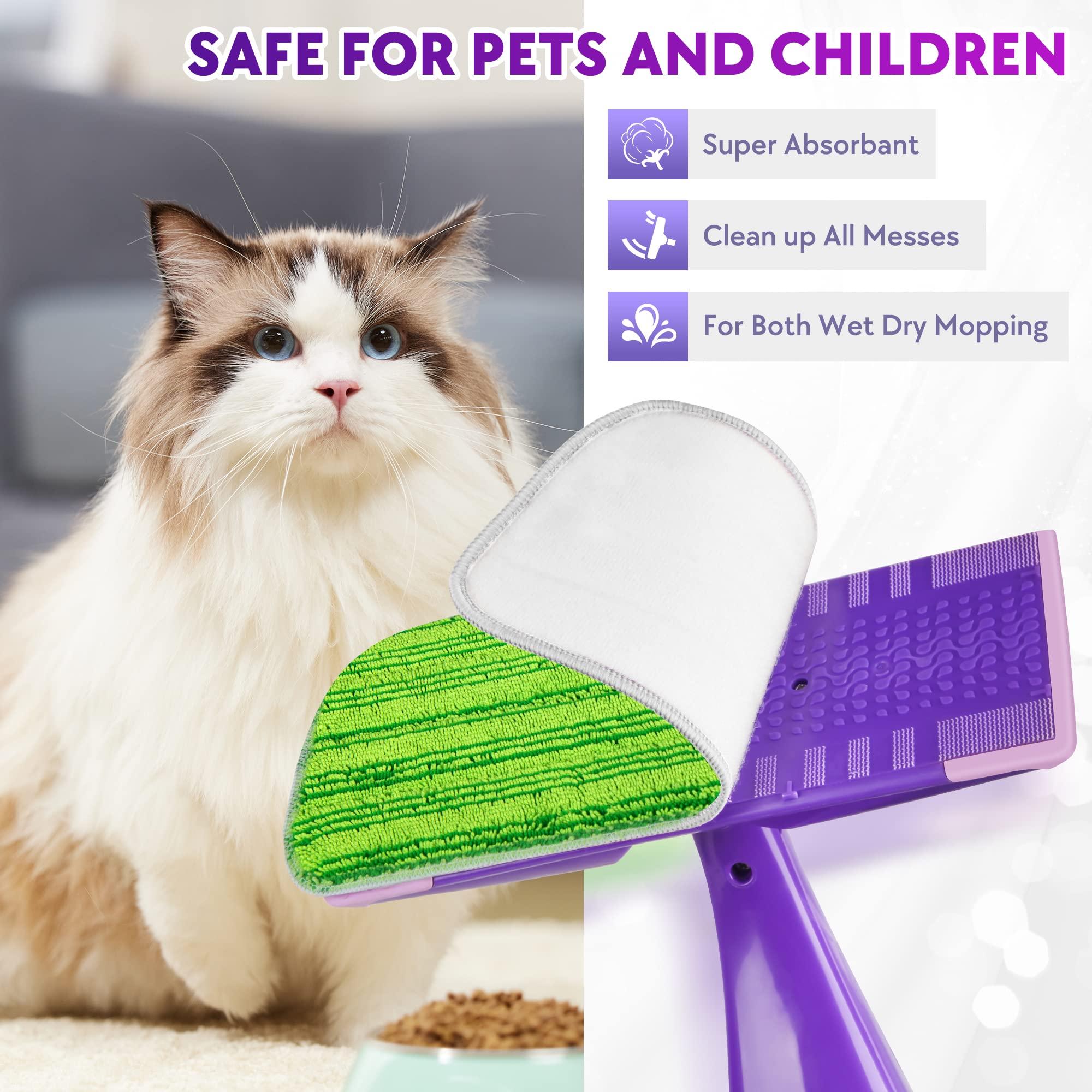 PAPCLEAN 12 Pack Reusable Mop Pads Compatible with Swiffer Wet Jet Mop- Wet Pads Refill Washable Microfiber Mop Pads Wet Dry Mopping Cloths Replacements for Wetjet 12\" Mop All Purpose Floor Cleaning
