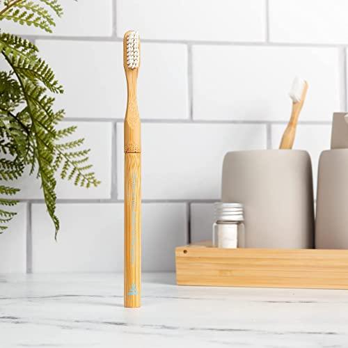 Better & Better Better & Better Natural Bamboo Toothbrush and Extra Replaceable Brush Head | Soft Bristles | 100% Plant-Based | Eco-Friendly, Zero Plastic | Adult Size, Blue Toothbrush