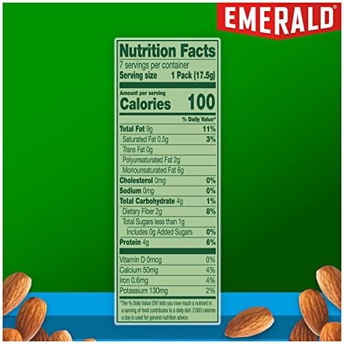 Emerald Emerald Nuts Whole Almonds 7ct (1-Pack), 100-Calorie Individual Packs, Kosher Certified, Non-GMO, Contains No Artificial Preservatives, Flavors or Synthetic Colors