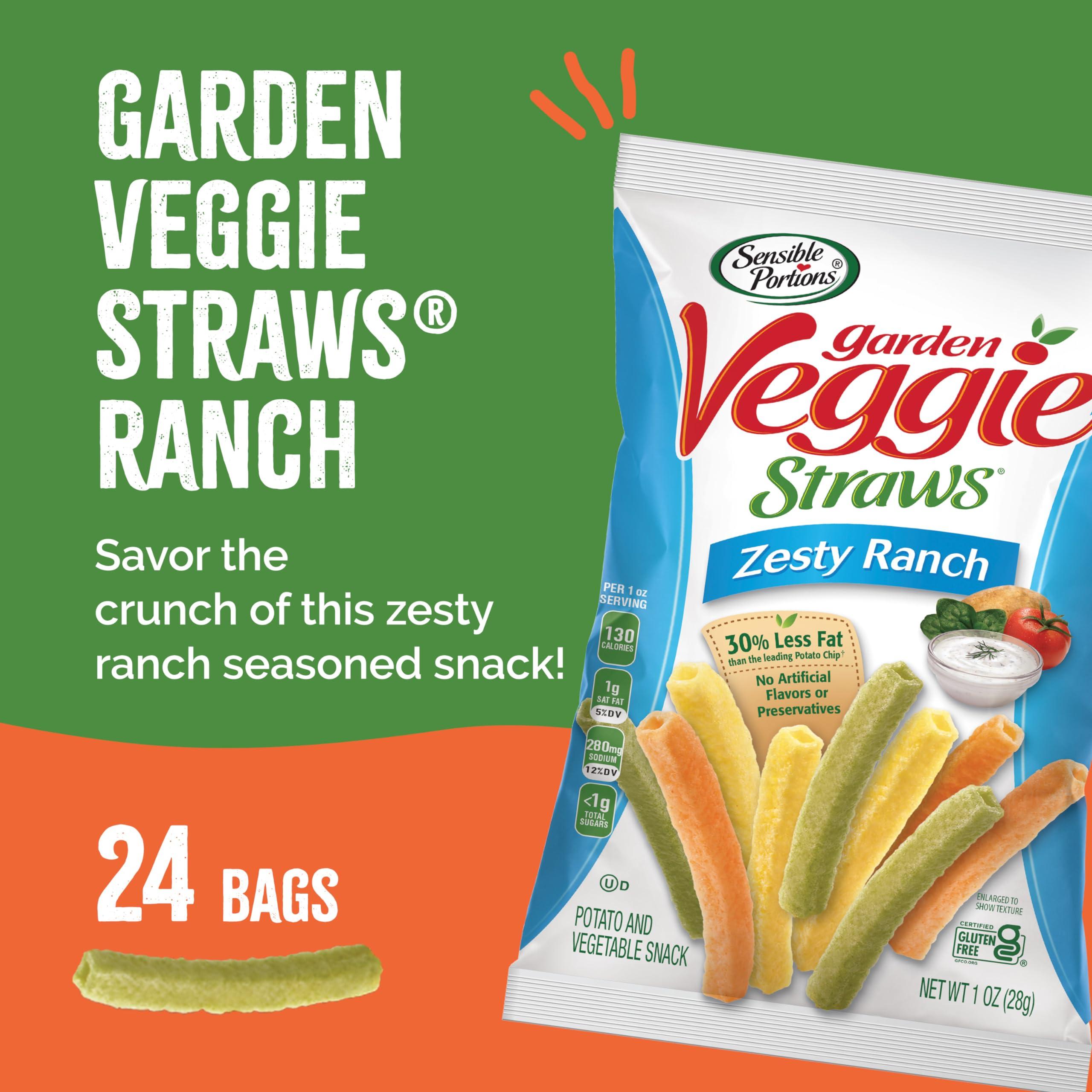 Sensible Portions Sensible Portions Garden Veggie Snacks - Veggie Straws, Snack Size, Zesty Ranch, 1 Oz (Pack of 24)