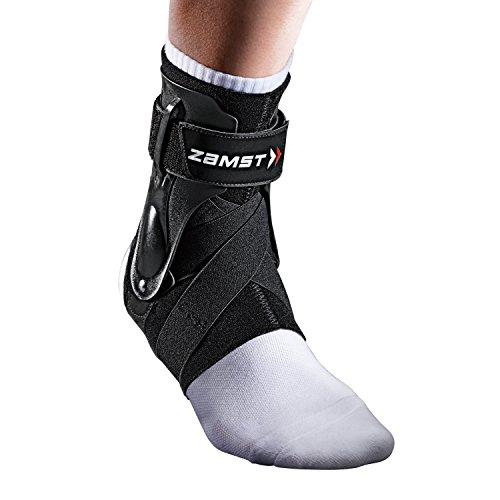 Zamst Zamst A2-DX Sports Ankle Brace with Protective Guards For High Ankle Sprains and Chronic Ankle Instability-for Basketball, Volleyball, Lacrosse, Football-Black, Right, XL