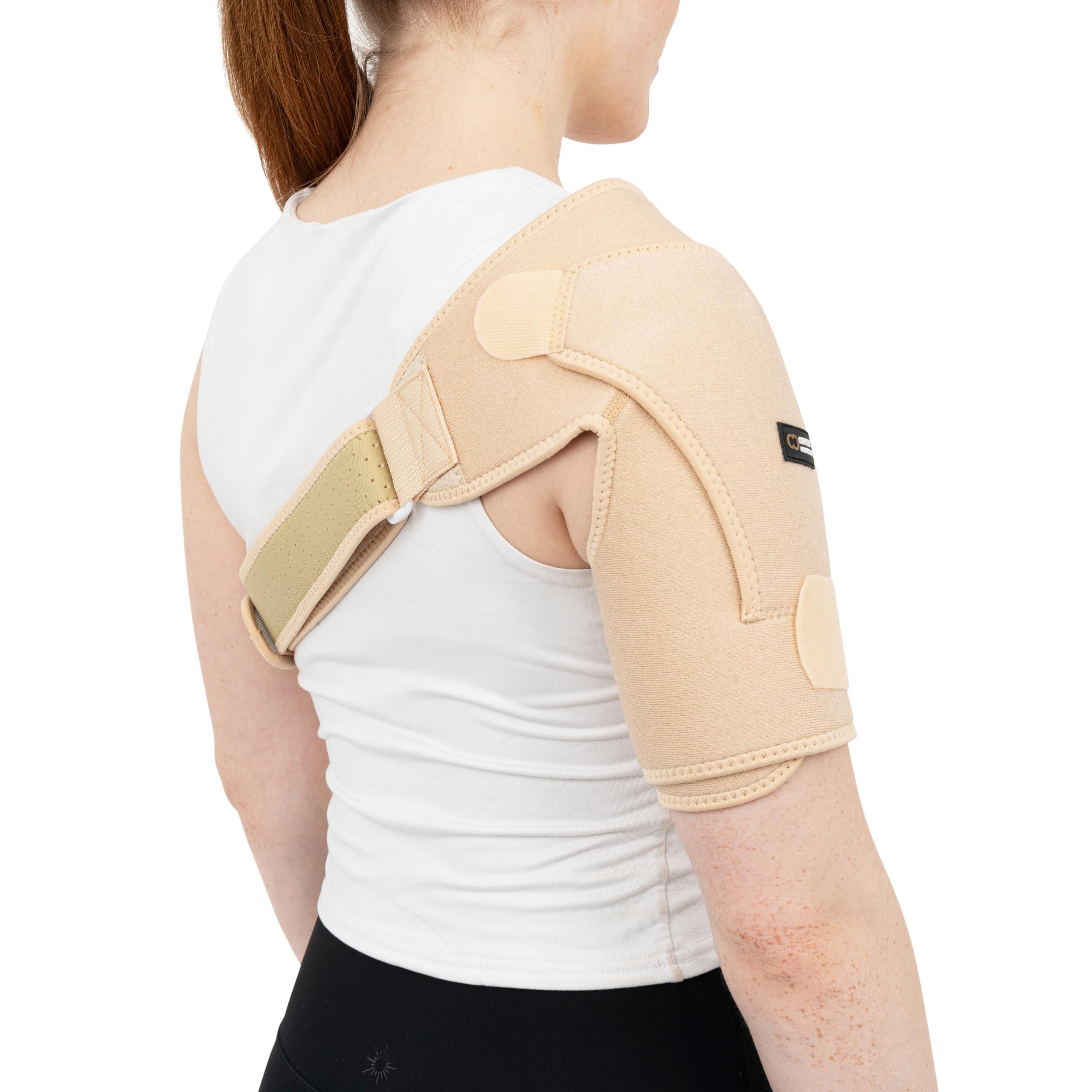 Copper Compression Copper Compression Recovery Shoulder Brace - Immobilizer for Torn Rotator Cuff, AC Joint Pain Relief, Dislocation, Arm Stability, Injuries, Tears - Adjustable Fits Men, Women - Tan - L/XL