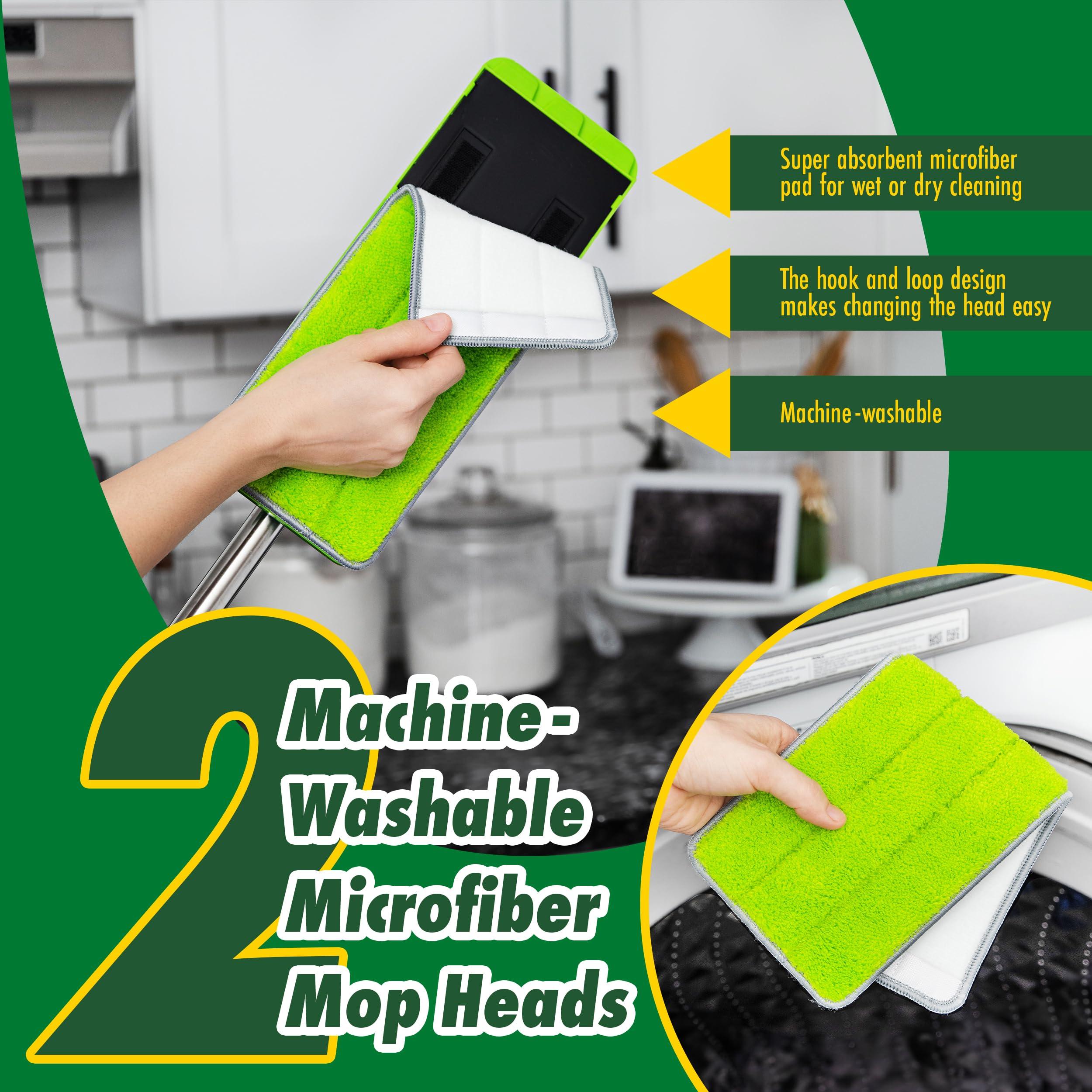 Libman Libman Rinse \'n Wring Mop and Bucket System | Microfiber Floor Mop | Hardwood Floor Cleaner | Wet & Dry Mop | Clean & Dirty Water Chambers | Power Blades | 2 Total Microfiber Pads,Green