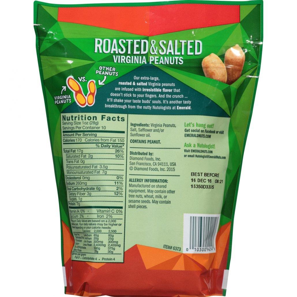 Emerald Emerald Nuts, Virginia Peanuts Roasted and Salted, 10 Oz (Pack of 2)